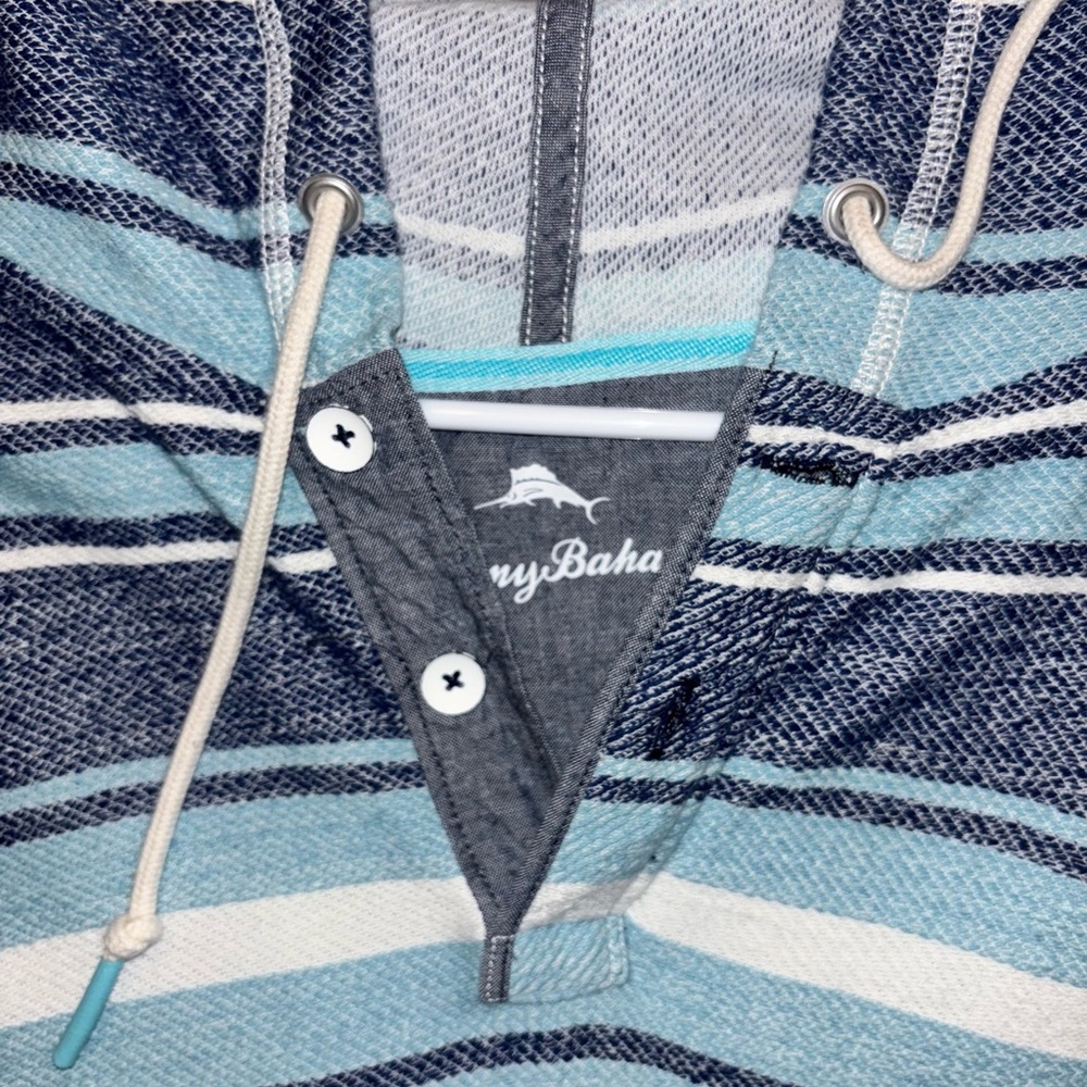 Tommy Bahama Navy and Light Blue Striped Pullover